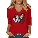 Womens 34 Sleeve V Neck Valentine T
