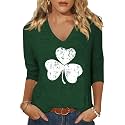 Womens 34 Sleeve V Neck Valentine T