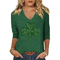 Womens 34 Sleeve V Neck Valentine T