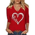 Womens 34 Sleeve V Neck Valentine T
