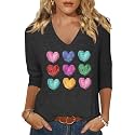 Womens 34 Sleeve V Neck Valentine T
