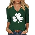 Womens 34 Sleeve V Neck Valentine T