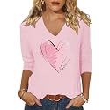 Womens 34 Sleeve V Neck Valentine T