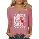 Womens 34 Sleeve V Neck Valentine T