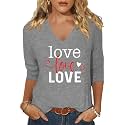 Womens 34 Sleeve V Neck Valentine T