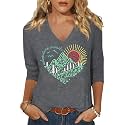 Womens 34 Sleeve V Neck Valentine T