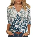 Womens 34 Sleeve V Neck Valentine T