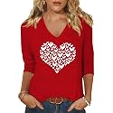 Womens 34 Sleeve V Neck Valentine T