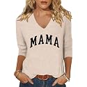 Womens 34 Sleeve V Neck Valentine T