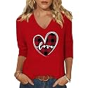 Womens 34 Sleeve V Neck Valentine T