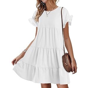 Womens Babydoll Dress Summer Boho Print Ruffles