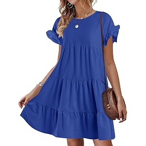 Womens Babydoll Dress Summer Boho Print Ruffles