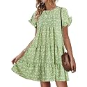 Womens Babydoll Dress Summer Boho Print Ruffles