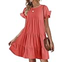 Womens Babydoll Dress Summer Boho Print Ruffles