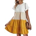 Womens Babydoll Dress Summer Boho Print Ruffles