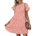 Womens Babydoll Dress Summer Boho Print Ruffles