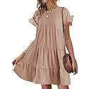 Womens Babydoll Dress Summer Boho Print Ruffles