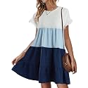 Womens Babydoll Dress Summer Boho Print Ruffles