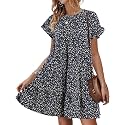 Womens Babydoll Dress Summer Boho Print Ruffles