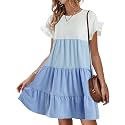Womens Babydoll Dress Summer Boho Print Ruffles