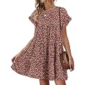 Womens Babydoll Dress Summer Boho Print Ruffles