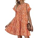 Womens Babydoll Dress Summer Boho Print Ruffles