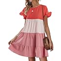 Womens Babydoll Dress Summer Boho Print Ruffles