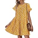 Womens Babydoll Dress Summer Boho Print Ruffles