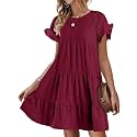 Womens Babydoll Dress Summer Boho Print Ruffles