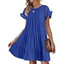 Womens Babydoll Dress Summer Boho Print Ruffles