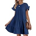 Womens Babydoll Dress Summer Boho Print Ruffles