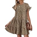 Womens Babydoll Dress Summer Boho Print Ruffles