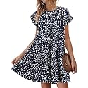 Womens Babydoll Dress Summer Boho Print Ruffles