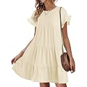 Womens Babydoll Dress Summer Boho Print Ruffles