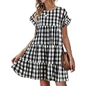 Womens Babydoll Dress Summer Boho Print Ruffles