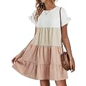 Womens Babydoll Dress Summer Boho Print Ruffles