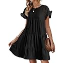 Womens Babydoll Dress Summer Boho Print Ruffles