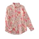 Womens Cotton Floral Button Down Shirt Lightweight