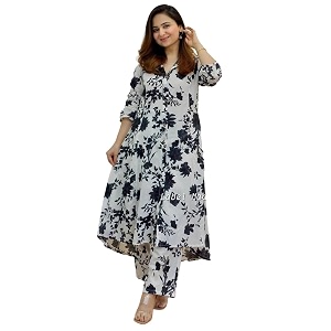 Womens Cotton Printed Co-ord A-line Kurti and
