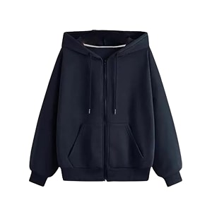 Womens Cotton Relaxed Fit Solid Casual Zipper