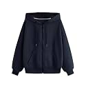 Womens Cotton Relaxed Fit Solid Casual Zipper
