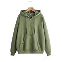 Womens Cotton Relaxed Fit Solid Casual Zipper
