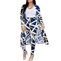 Womens Fashion Printed Long Cardigans 2 Piece Outfits,Long Sleeve Coat and Trousers Set