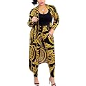 Womens Fashion Printed Long Cardigans 2 Piece Outfits,Long Sleeve Coat and Trousers Set