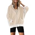 Womens Fashion Zip Up Hoodies Oversized Waffle