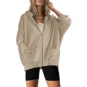 Womens Fashion Zip Up Hoodies Oversized Waffle