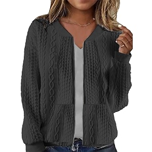 Womens Full Zip Up Cardigan Sweater Casual