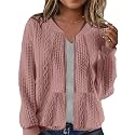 Womens Full Zip Up Cardigan Sweater Casual