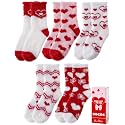 Womens Fuzzy Socks Warm Fluffy Cozy Winter Slipper Thick Fleece Heart Socks 5 Pairs