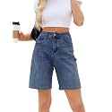 Womens Jean Shorts High Waisted Stretchy Bermuda